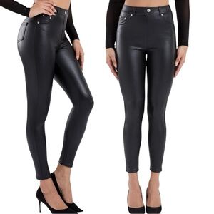 Tagoo Black Faux Vegan Leather Leggings Women’s High Waisted Stretch Pant Sz XS